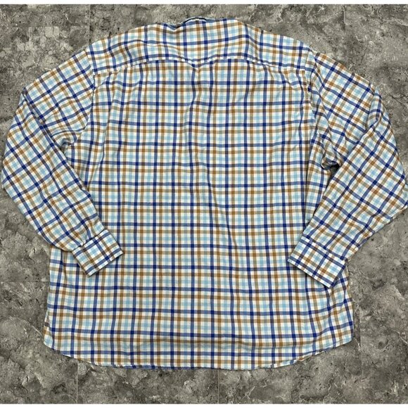 Johnston & Murphy Men’s Blue Brown Plaid Button Down Shirt Size XXXL - Picture 2 of 6